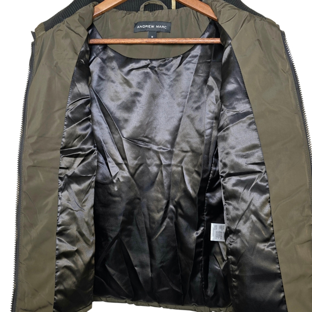 Andrew Marc Women's Quilted Puffer Vest Full Zip β Earthy Khaki Green β Size M - Picture 15 of 17